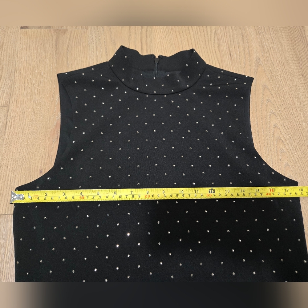 Black Rhinestone Embellished Sleeveless Sheath Dress - Picture 8 of 12